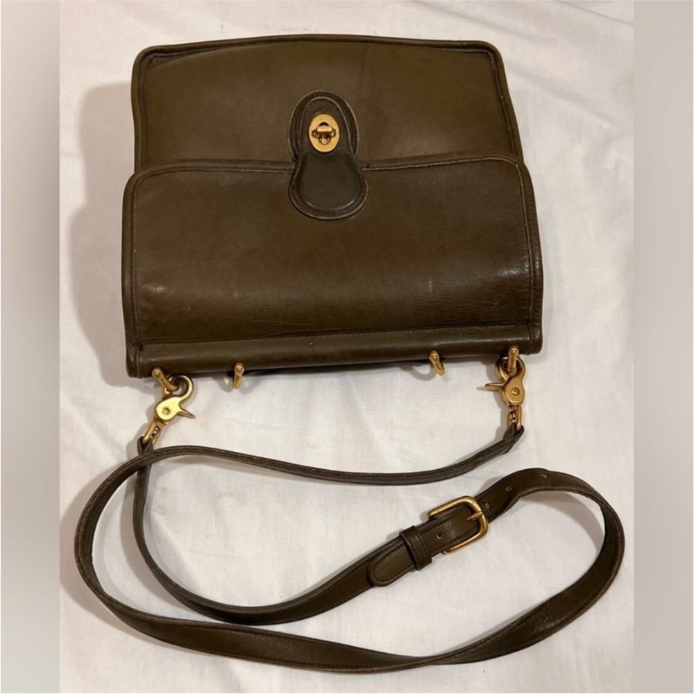 Vintage Coach Willis Bag Olive Green Leather E8C-9927 Rare And HTF - Picture 7 of 13